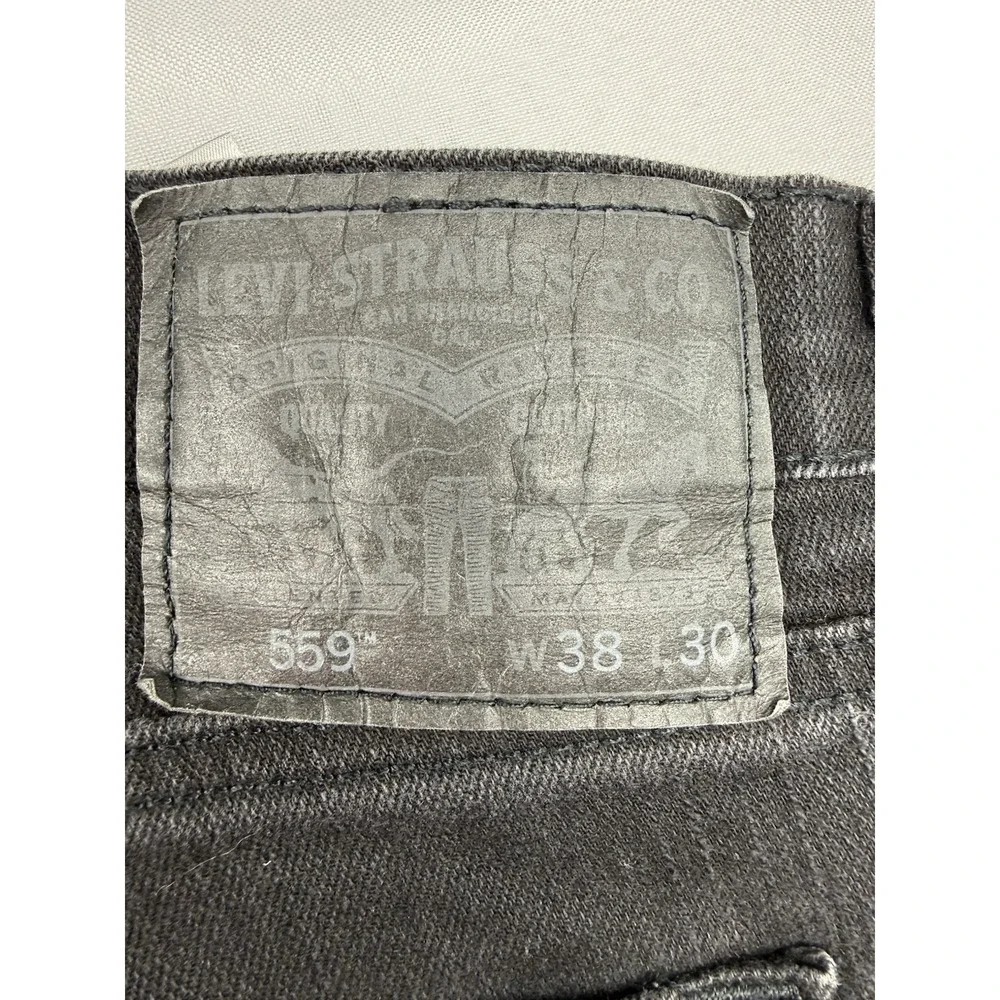 Levis 559 Mens‎ 38x30 Black Relaxed Straight Fit Jeans WaterLess